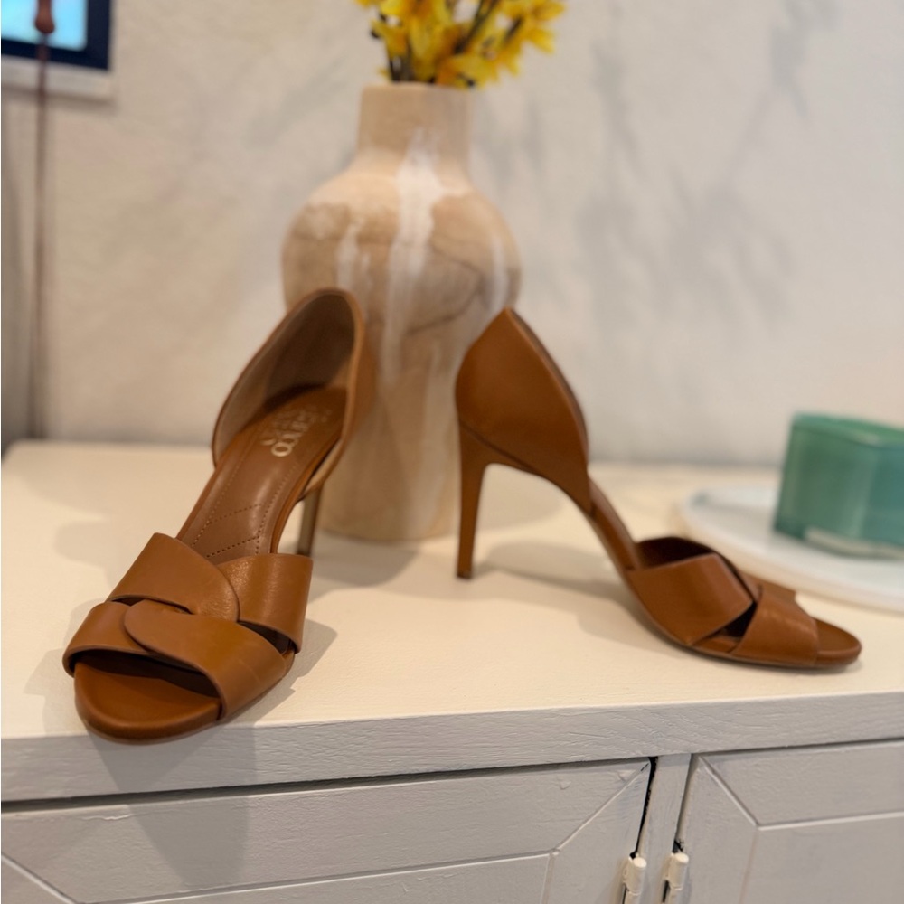 Franco Sarto Brown Open-Toe Heels